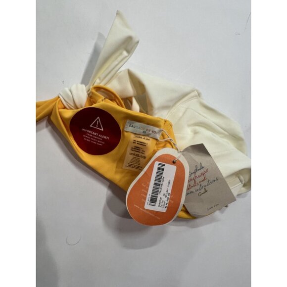 Saudade de Voce Ouro Bikini Top in Yellow & White - Picture 5 of 5